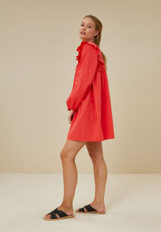 robe en popeline vaya | rouge coquelicot